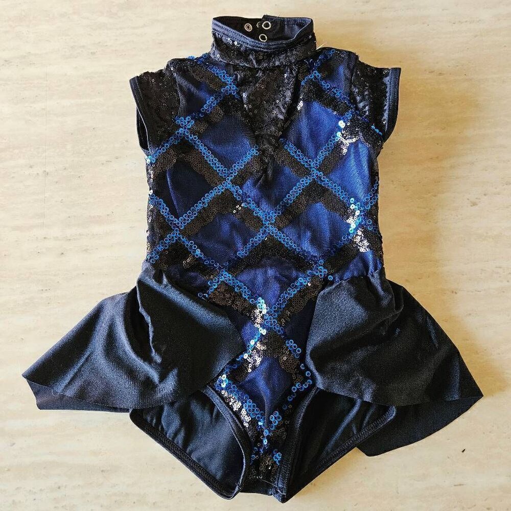 Weissman NWOT child extra small blue black dance costume jazz tap lyrical